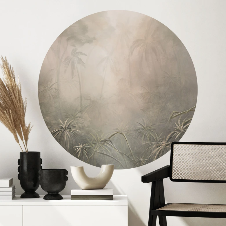 Wandtattoo Mystischer Regenwald im Nebel - Ms Tiff - Rund 