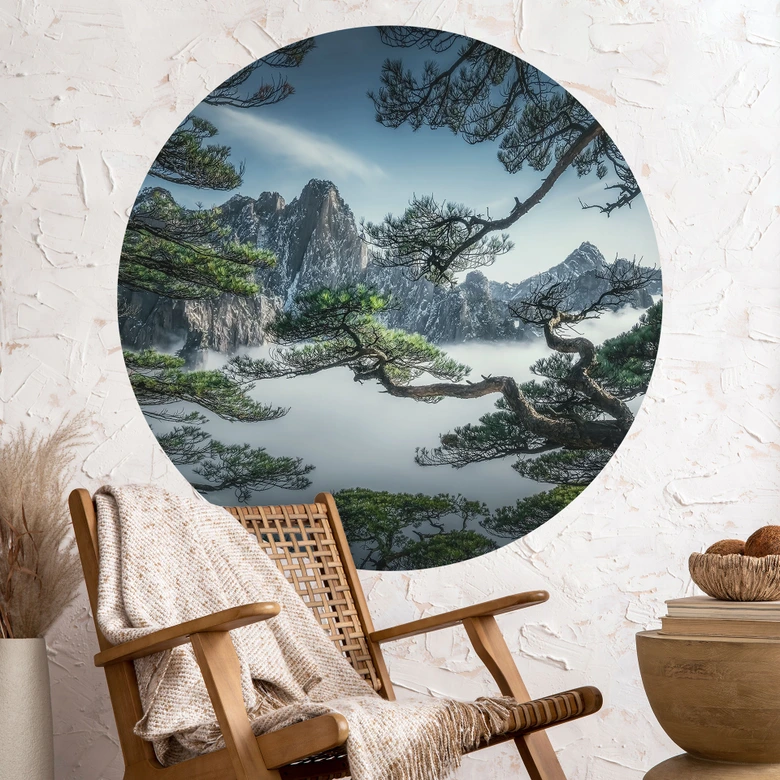 Wandtattoo Kiefernwald im Huang Shan Gebirge - NingYun Ye - Rund 