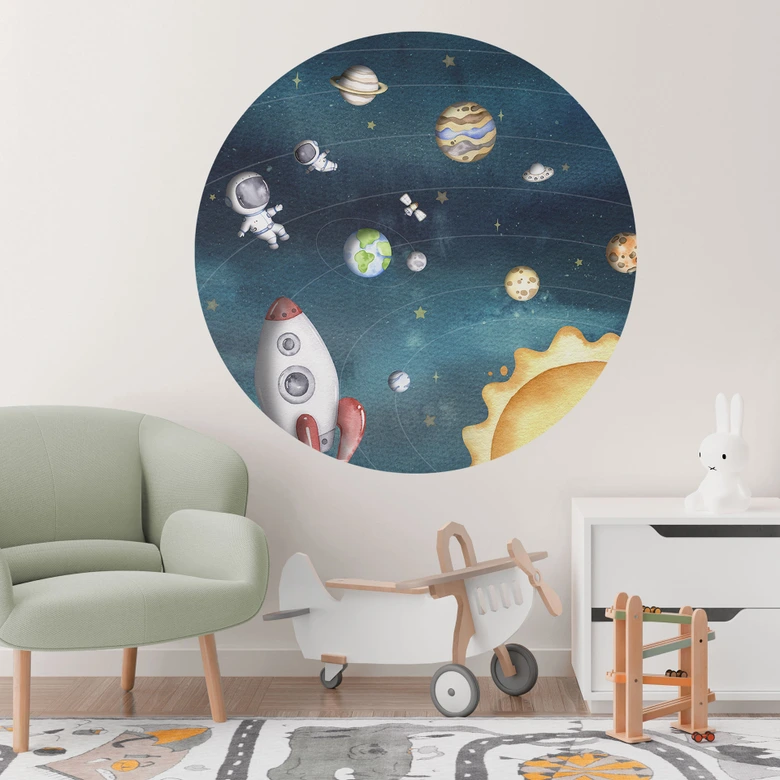 Naklejka na ścianę kosmiczna przygoda z astronautami - Oliver Robins - Round 