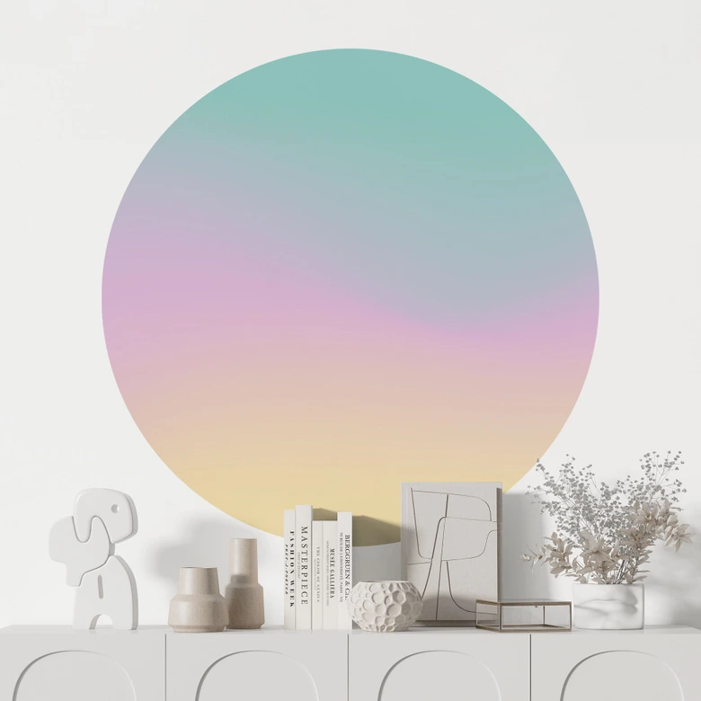 Wandtattoo Ombre - Bunter Pastellhimmel - Rund 