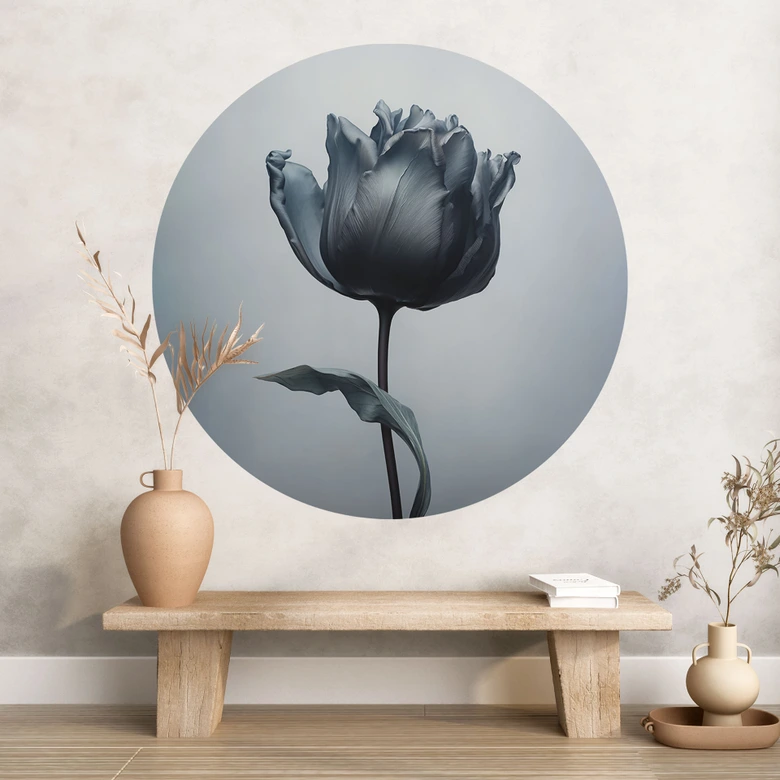 Sammetslen tulpan Wallsticker i svart - Paksoylu - Rund 