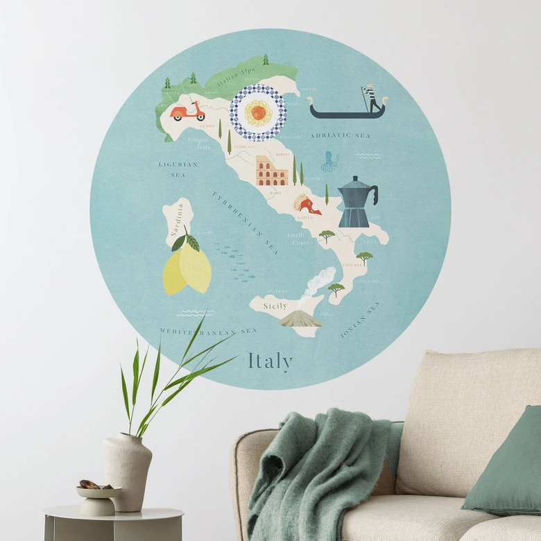 Sticker Mural Carte de l'Italie - Rivers 