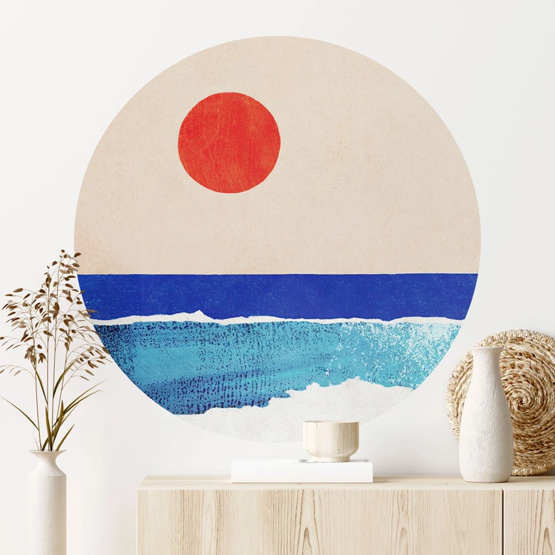 Wallsticker Rolig strand ved solnedgang - Rivers - Rund 