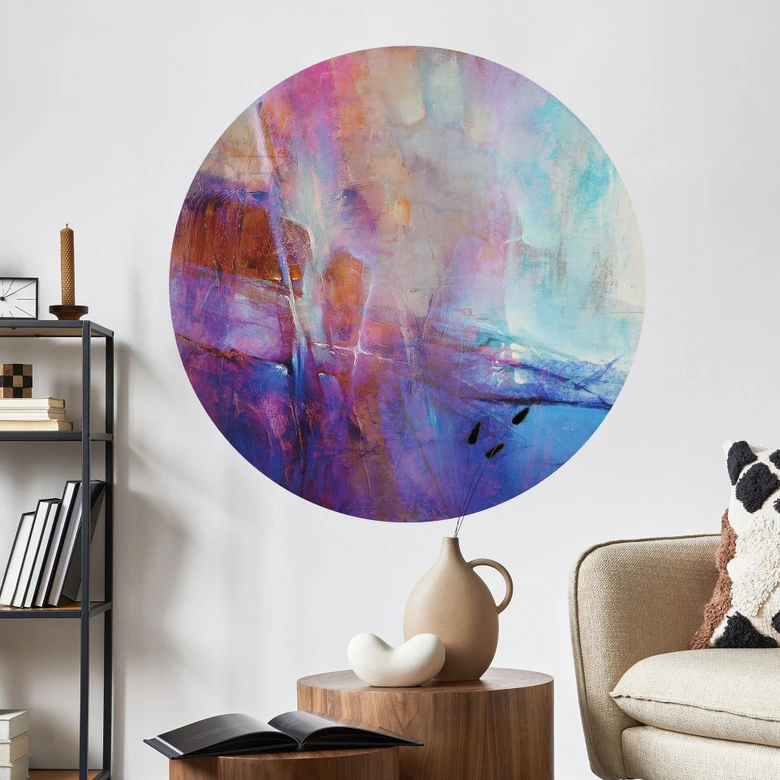 Wandtattoo Abstrakte Küstenlinie in Violett - Schmucker - Rund 
