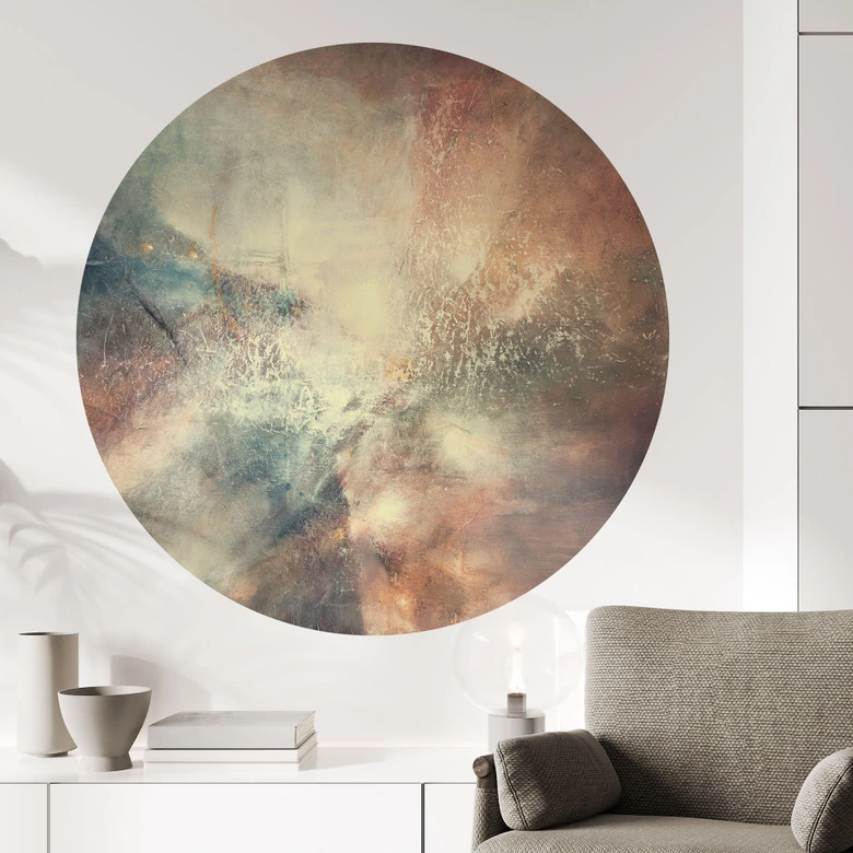 Sticker mural Brume abstraite dans la lumière dorée - Schmucker - Rond 