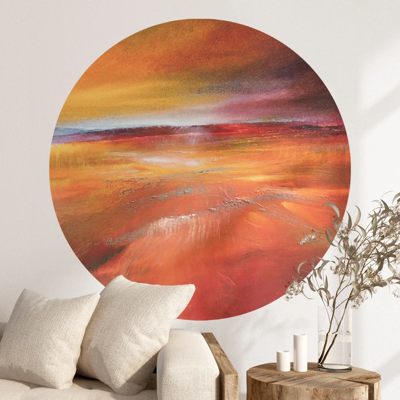 Muursticker Herfstlandschap in het avondlicht - Schmucker - Rond 