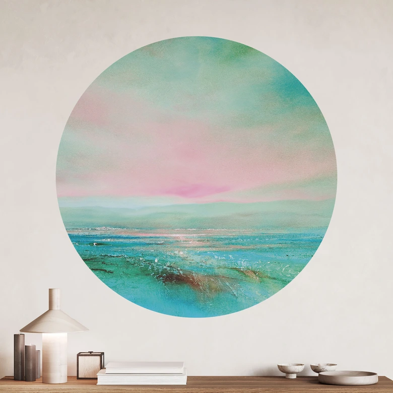 Sticker mural mer turquoise dans la lumière du soir - Schmucker - Rond 