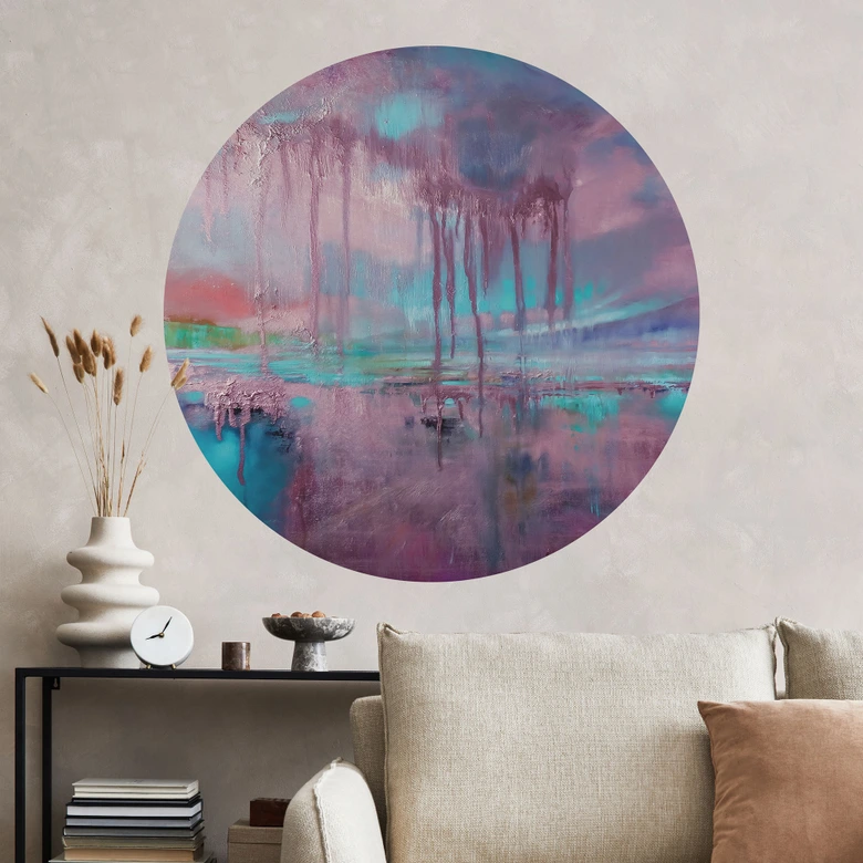 Wandtattoo Violetter Regen über blauem Dunst - Schmucker - Rund 