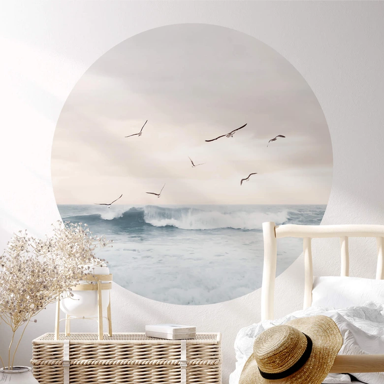 Adesivo murale Sisi & Seb - Magico cielo serale in riva al mare - Rotondo 