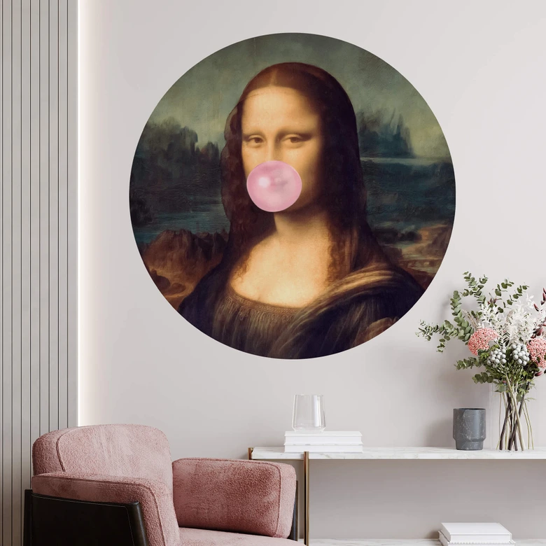 Sticker Mural Mona Lisa avec chewing-gum 