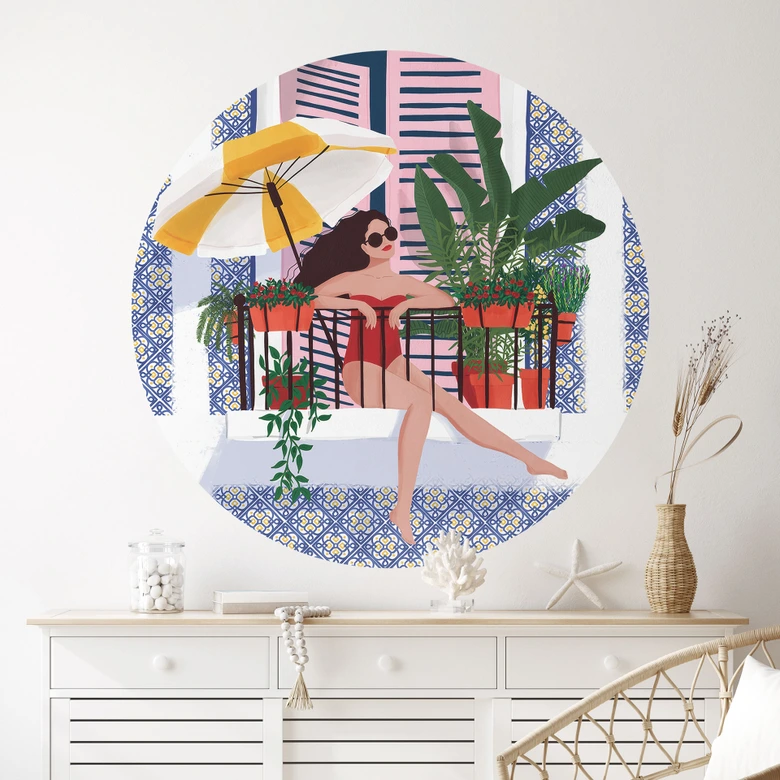 Wallsticker Ferie på balkonen - Tomljanovic - Rund 