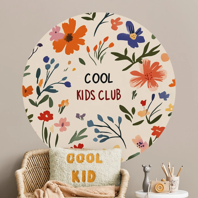 Wandtattoo Cool Kids Club Bunte Blumen - Treechild - Rund 