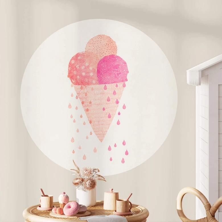 Muursticker Treechild - Drie bolletjes ijs in de zomer - Rond 