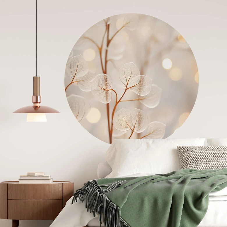 Wandtattoo Filigrane Blätter Beige - Treechild - Rund 