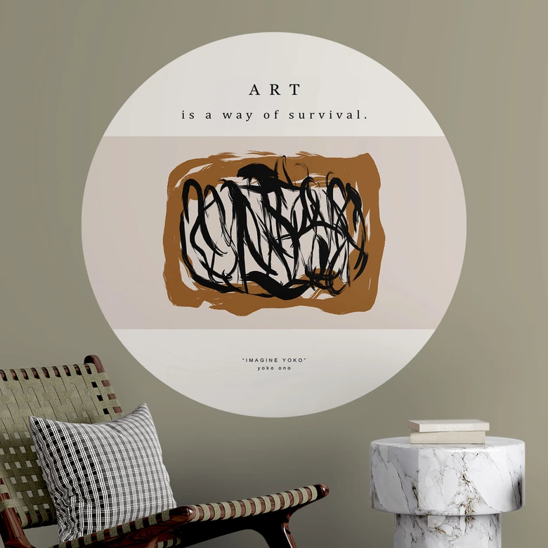 Wandtattoo Schwarze Pinselstriche - Imagine Yoko - Treechild - Rund 