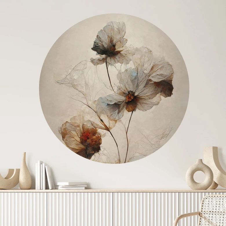 Wandtattoo Trockenblumen - Eleganz der Vergänglichkeit - Treechild - Rund 