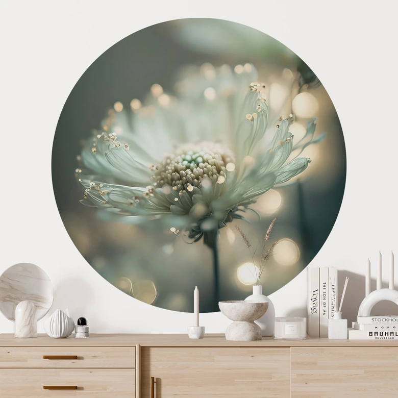 Sticker mural Délicat scintillement des fleurs - Treechild - Rond 