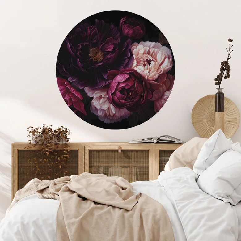 Wandtattoo Blumenstrauß mit Pfingstrosen - UN Designs - Rund 