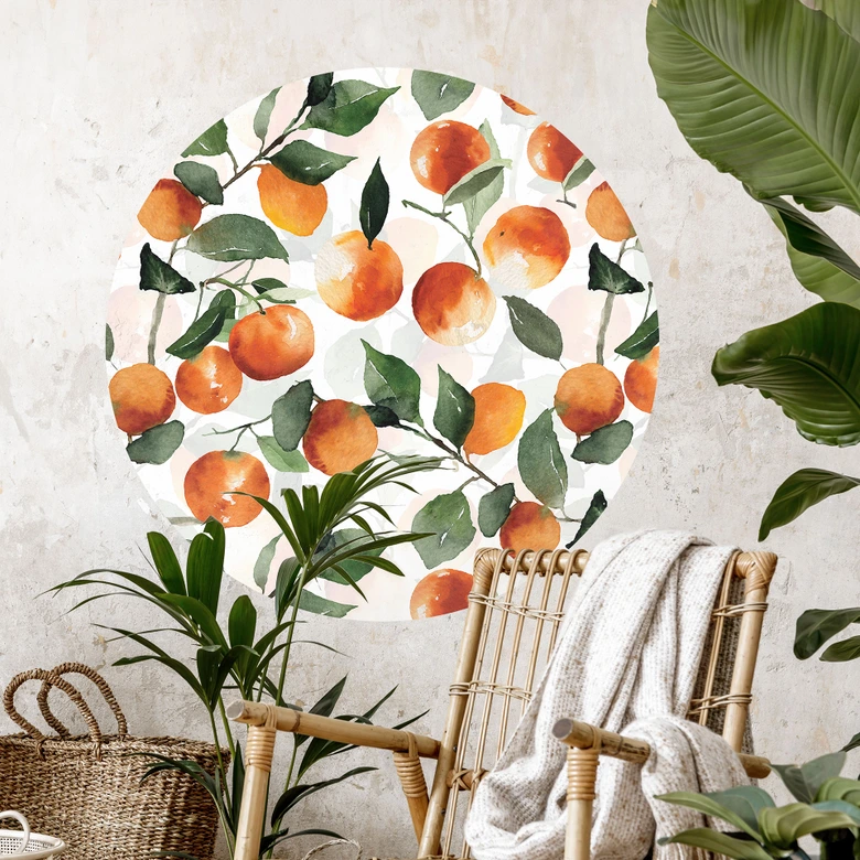 Wallsticker Fruktiga mandariner - UN Designs - Rund 