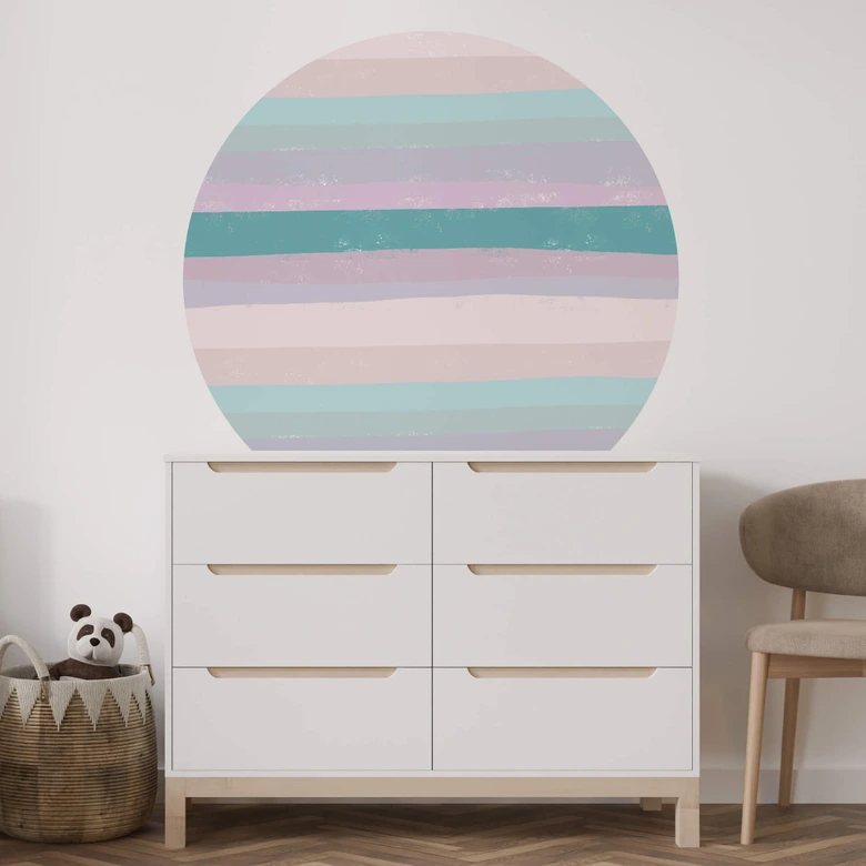 Wallsticker ränder - Färgglad ljushet rund - uplusmestudio 