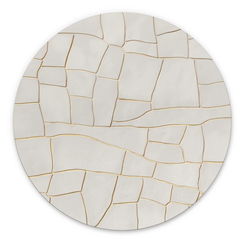 Wandbild Abstraktes Rissmuster in Beige - Alma - Alu-Dibond Rund 