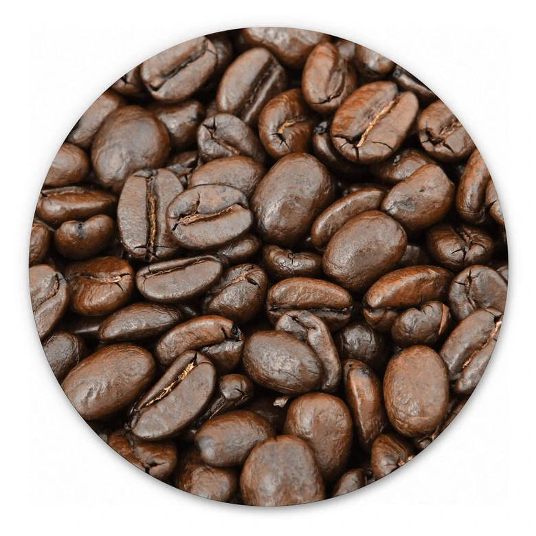 Tableau sur alu-Dibond rond Arôme de café en grains  