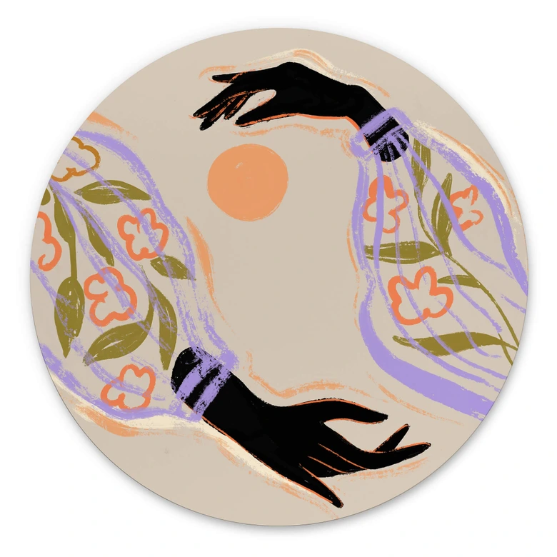 Rundes Wandbild Arty Guava - Umarme die Sonne - Alu-Dibond 