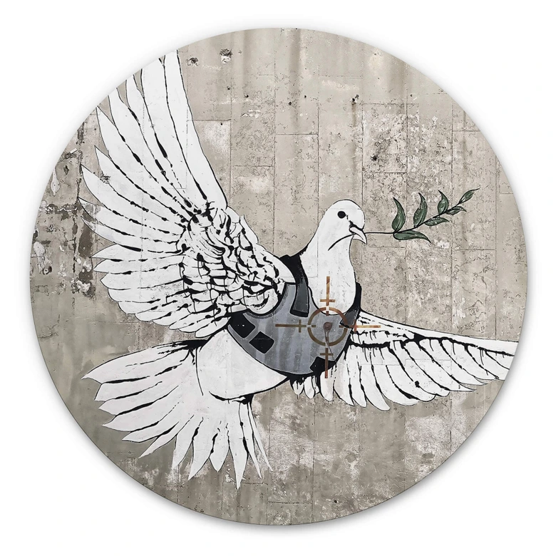 Alu-Dibond Banksy - Die Friedenstaube - Rund 
