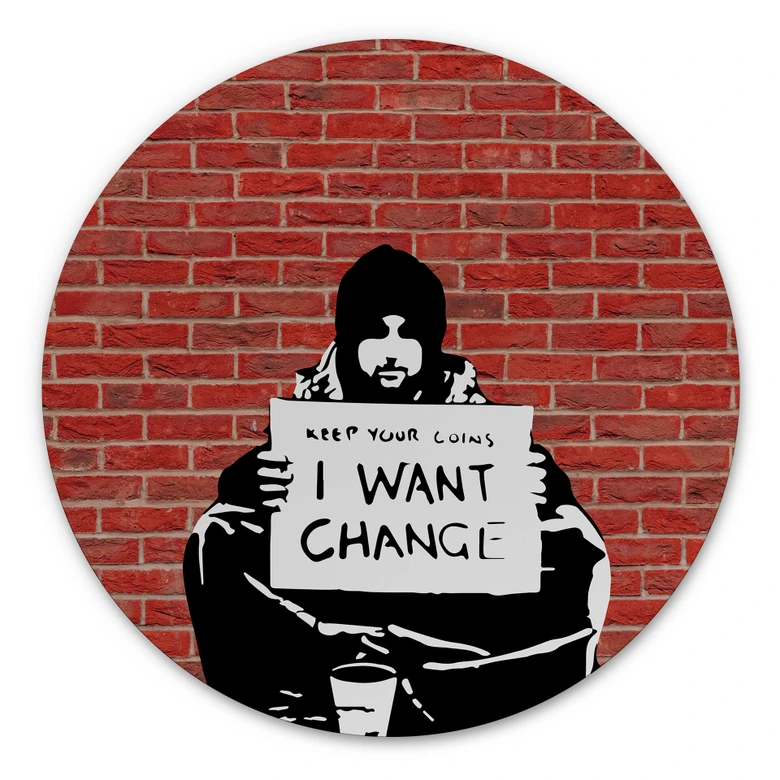Alu-Dibond Banksy - Keep Coins 
