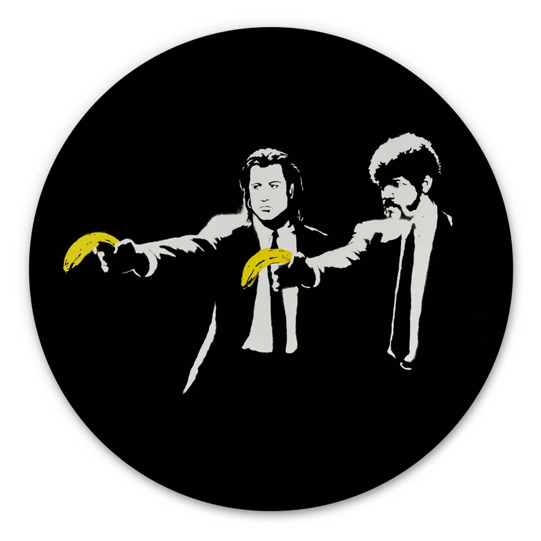 Tableau sur alu-Dibond rond Banksy - Pulp Fiction  
