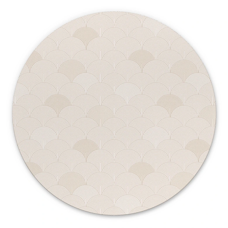 Wandbild Abstrakte Halbkreise in Soft Beige - Bloomery Decor - Alu-Dibond Rund 