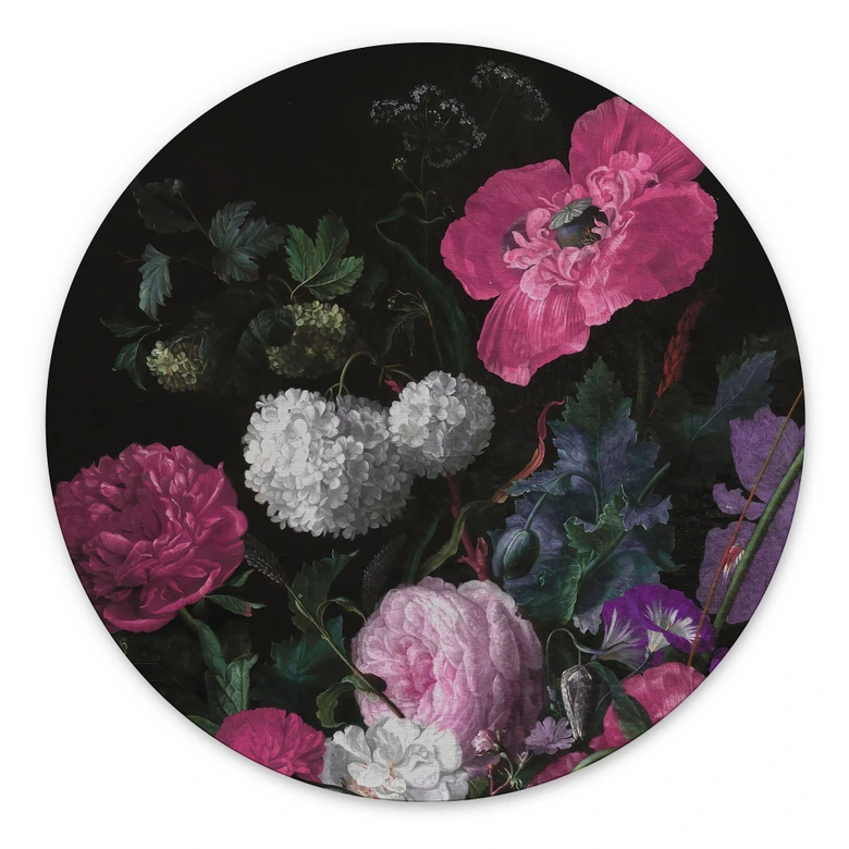 Wandbild Florales Bouquet im Mignon-Stil - Bloomery Decor - Alu-Dibond Rund 