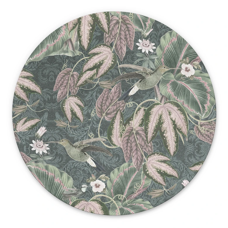 Wandbild Kolibri im Tropenwald - Bloomery Decor - Alu-Dibond Rund 