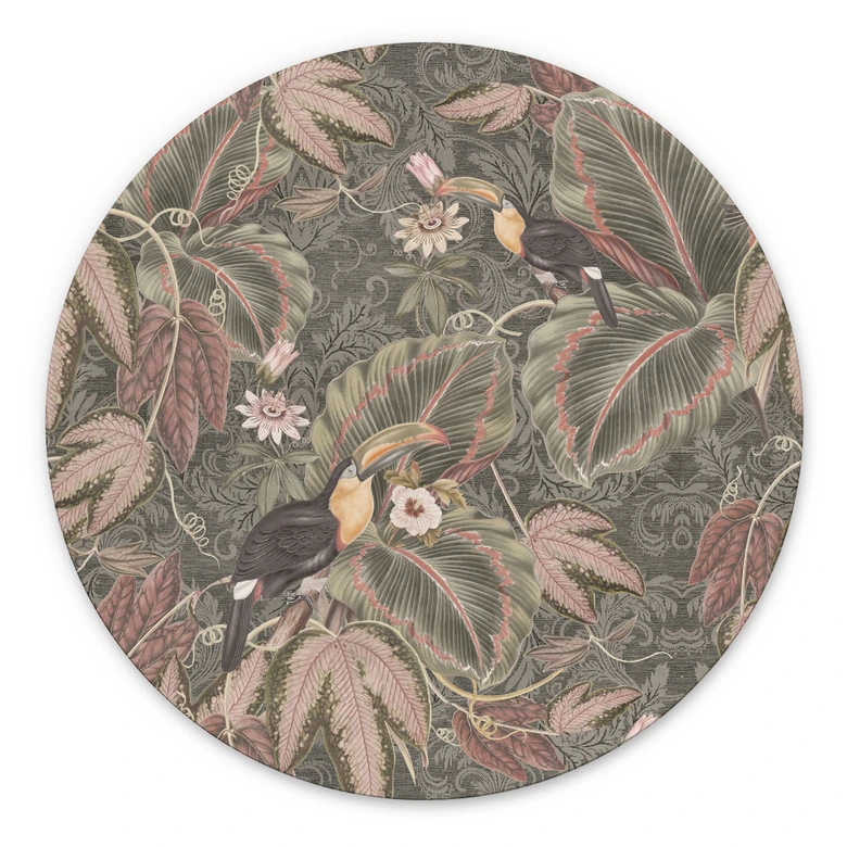 Wandbild Tukan im Tropenwald - Bloomery Decor - Alu-Dibond Rund 