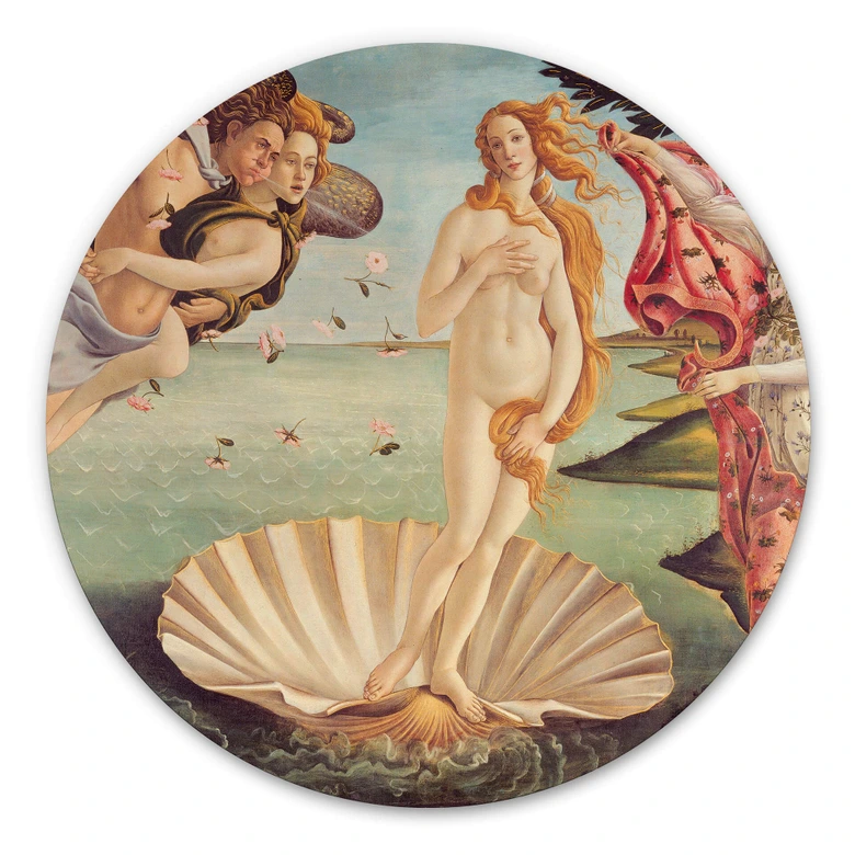 Alu-Dibond Botticelli - Geburt der Venus - Rund 