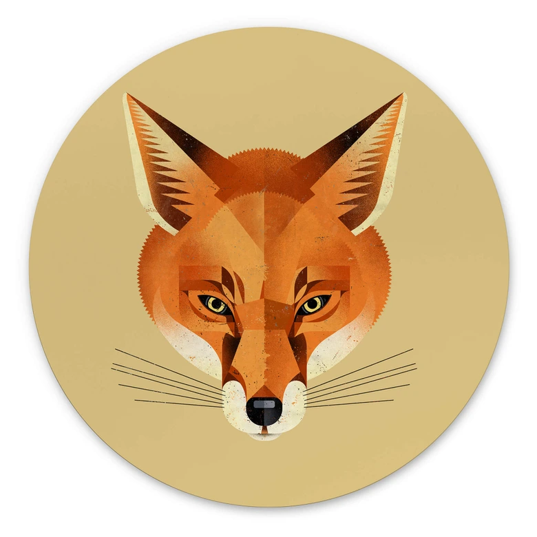 Wandbild Fuchs - Alu-Dibond Rund - Braun 