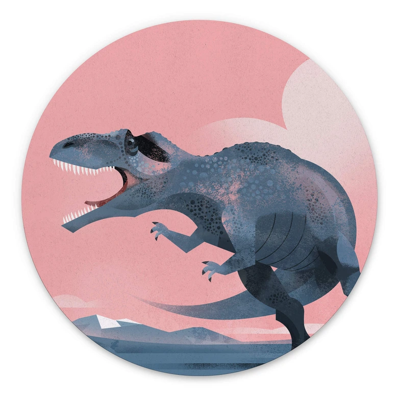 Wandbild Dinosaurier Giganotosaurus - Alu-Dibond Rund - Braun 