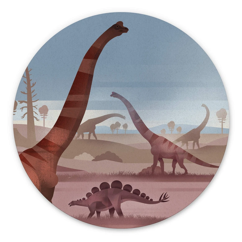 Wandbild Im Land der Dinosaurier - Alu-Dibond Rund - Braun 