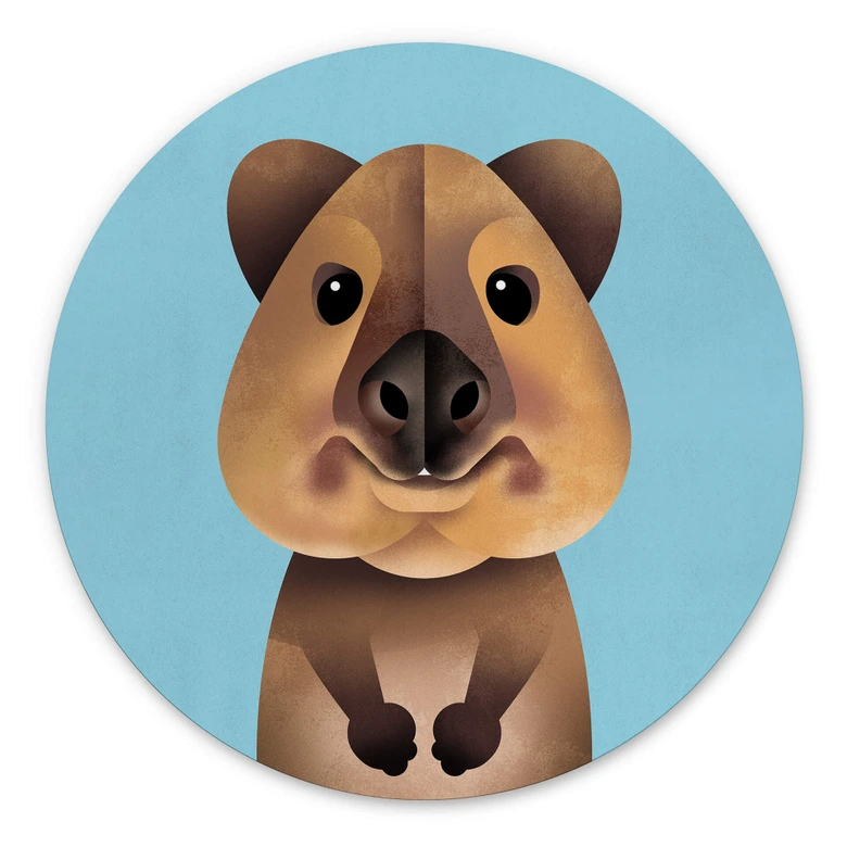 Wandbild Quokka - Alu-Dibond Rund - Braun 