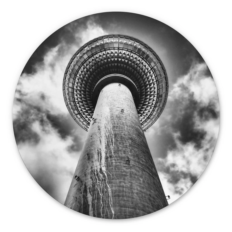 Wandbild Fernsehturm Berlin - Alu-Dibond Rund - Brown 