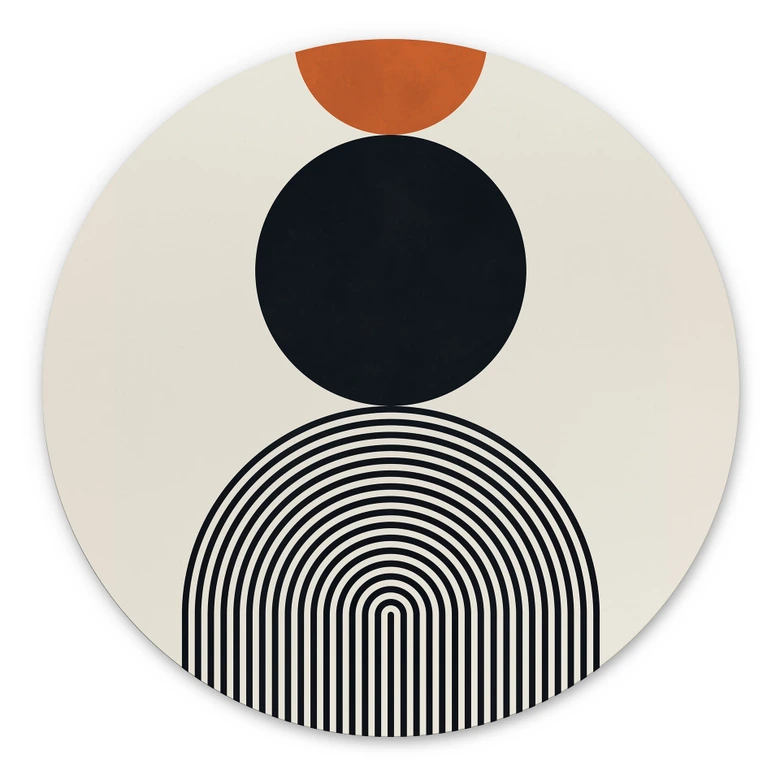 Tableaux Lignes et cercles abstraits en harmonie - Costa - Alu-Dibond Rond 