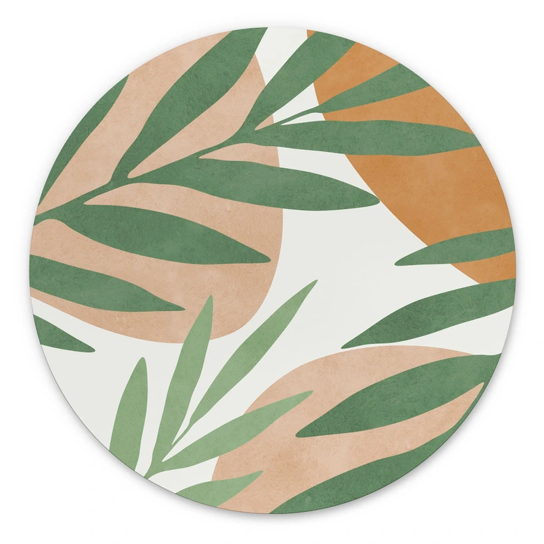 Wandbild Abstrakte Zweige im tropischen Look - Costa - Alu-Dibond Rund 