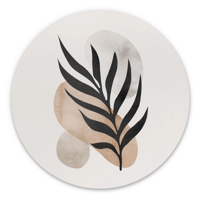 Wandbild Botanische Silhouette mit kunstvoller Geometrie - Costa - Alu-Dibond Rund 