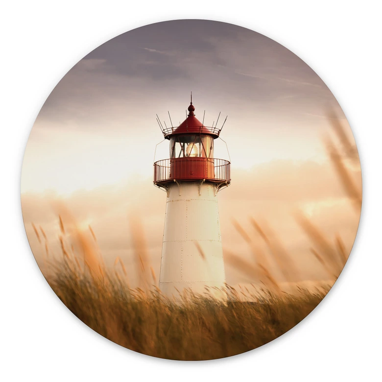 Wandbild Leuchtturm an der Küste von Sylt - Eisenmann - Alu-Dibond Rund 