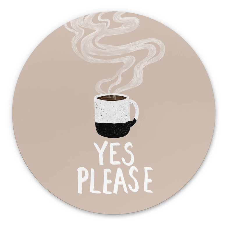 Tableaux Tasse de café chaude le matin - EMELIEmaria - Alu-Dibond Rond 