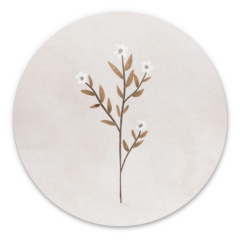 Wandbild Blumen Illustration - Vergissmeinnicht - Goed Blauw - Alu-Dibond Rund 