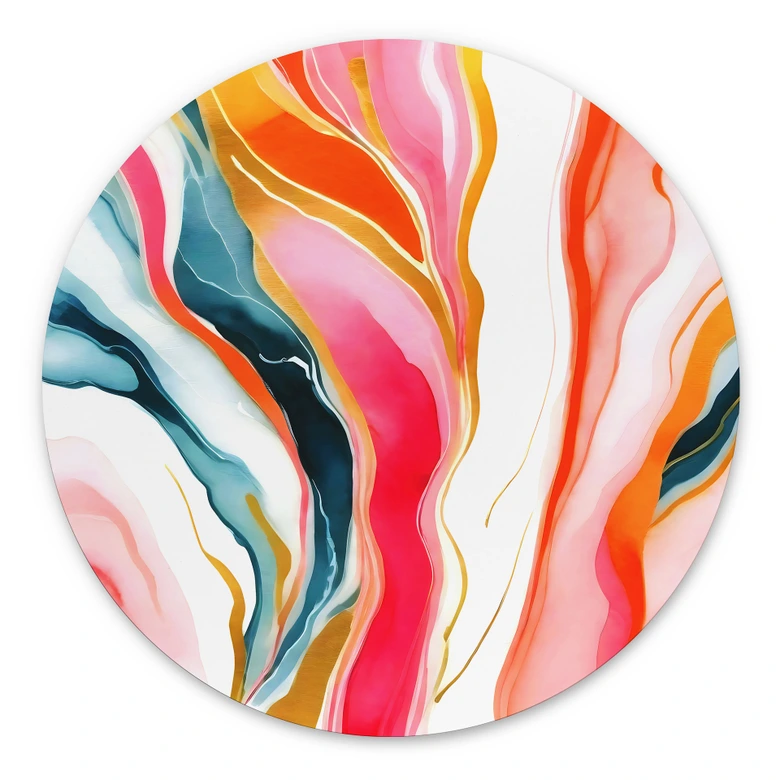 Dibond Wanddecoratie Kleurrijk gemarmerd abstract - Gokhale 