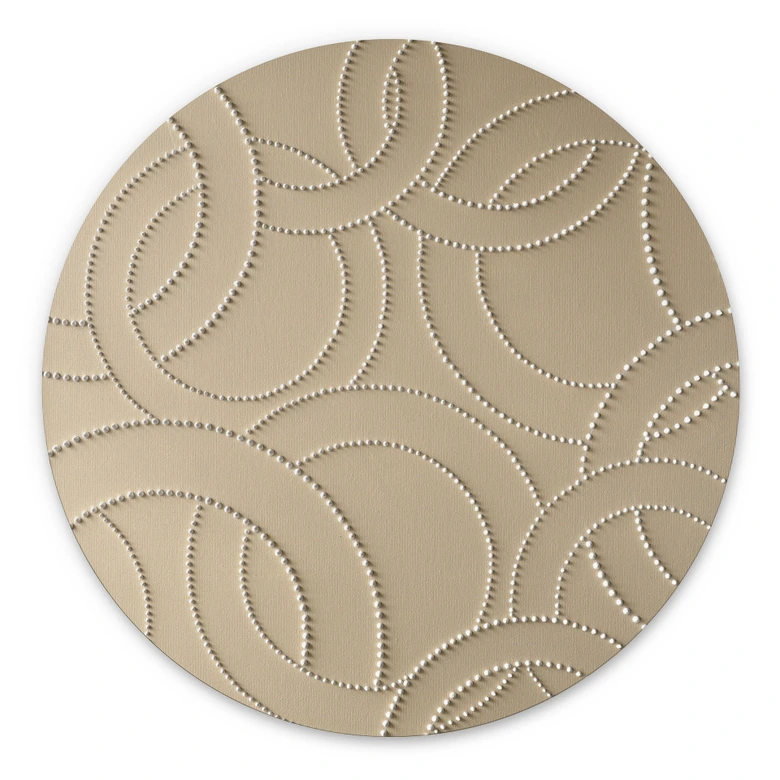 Wanddecoratie Abstracte ringen beige - Grande - Alu-Dibond Rond 