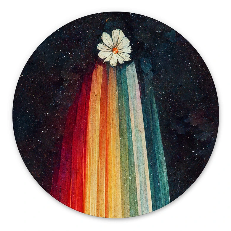 Wandbild Heine - Blumige Grüße aus dem All - Astro Cruise - Alu-Dibond Rund 