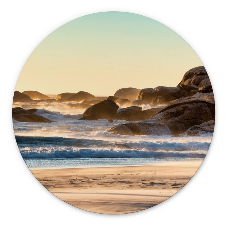 Wall Art Beach Coast at Sunrise in Africa - Hugonnard - Alu-Dibond Round 